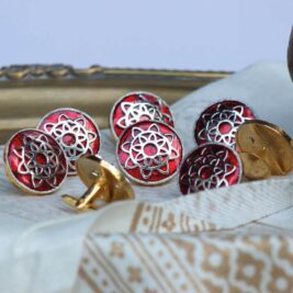 Red enamel with cutwork detail Buttons